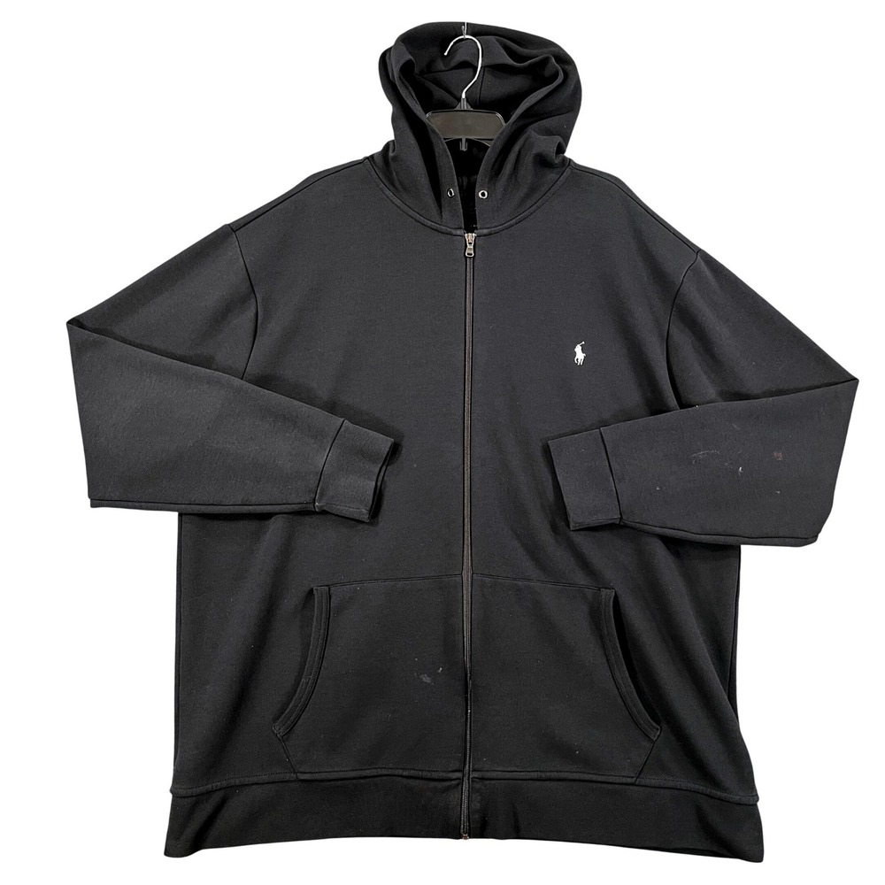 Polo Ralph Lauren Full Zip Hoodie Mens Big 3XB Black White Pony Sweatshirt